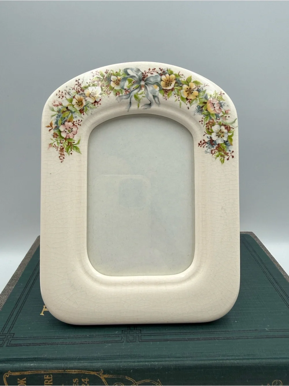 Vintage Hallmark Porcelain Cottagecore Floral Table Top Picture Frame